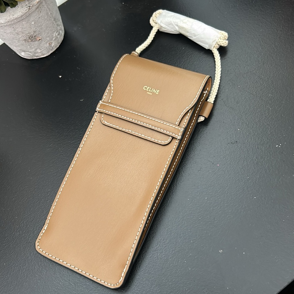 NEW CELINE TRIOMPHE BROWN POUCH CROSSBODY